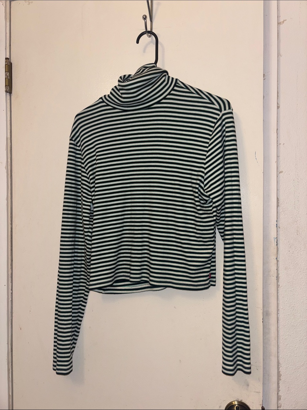 Levi's Black & White Striped Turtleneck Long Sleeve Top